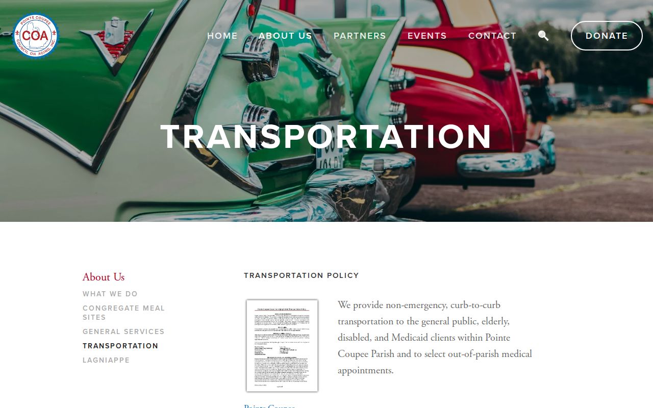 Pointe Coupee Parish release transportation information from the Council on Aging