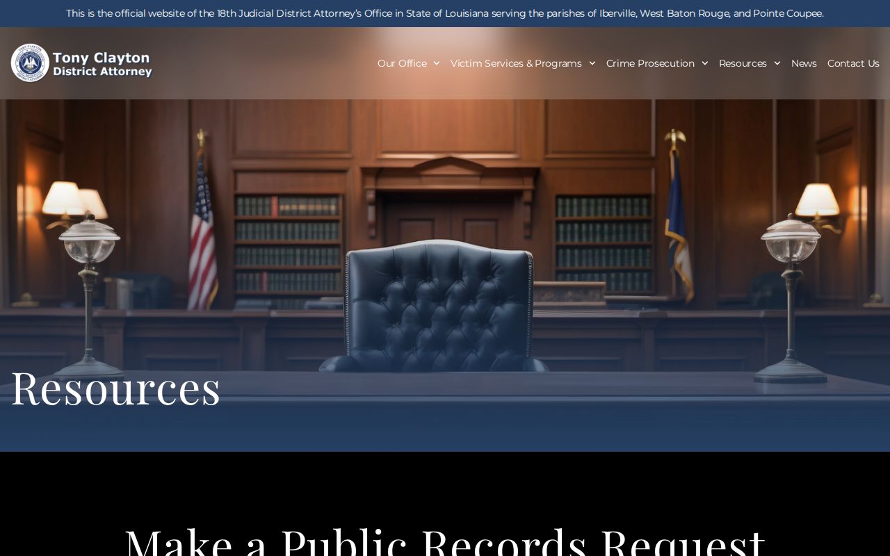 Pointe Coupee Parish 72-hour release alternative through the District Attorney records page