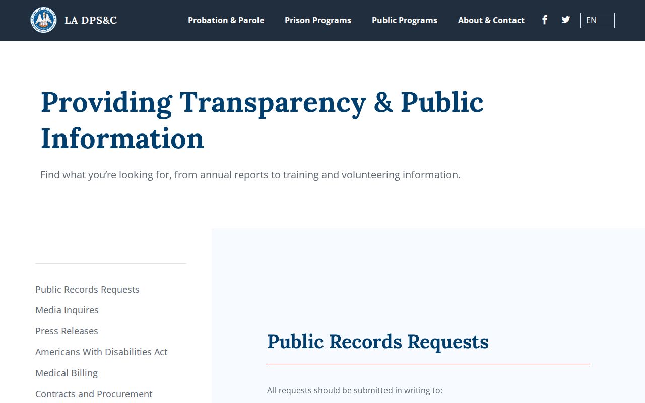 Louisiana DPS and Corrections records channel for a Pointe Coupee 72-hour release check